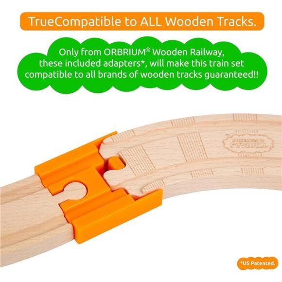 52 Pcs Deluxe Wooden Train Set with Wooden Storage Box Tunnel - Picture 5 of 7